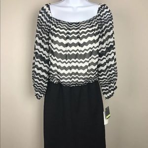 Gabby Sky Chevron Black & White Dress Sz 4